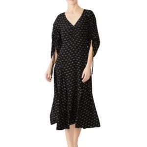 Opening Ceremony silk Rainbow midi dress black sze Large allover print $495 MSRP